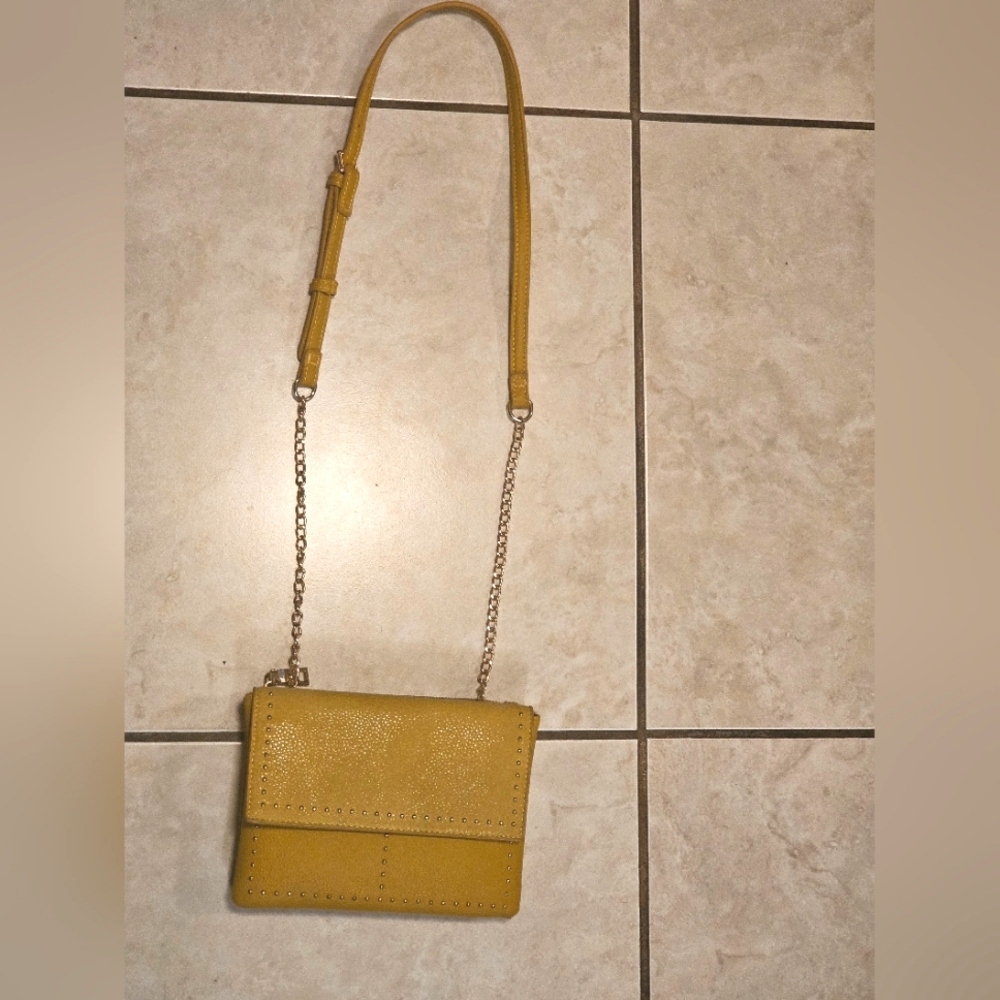 Moda Luxe yellow studded purse with chain straps
